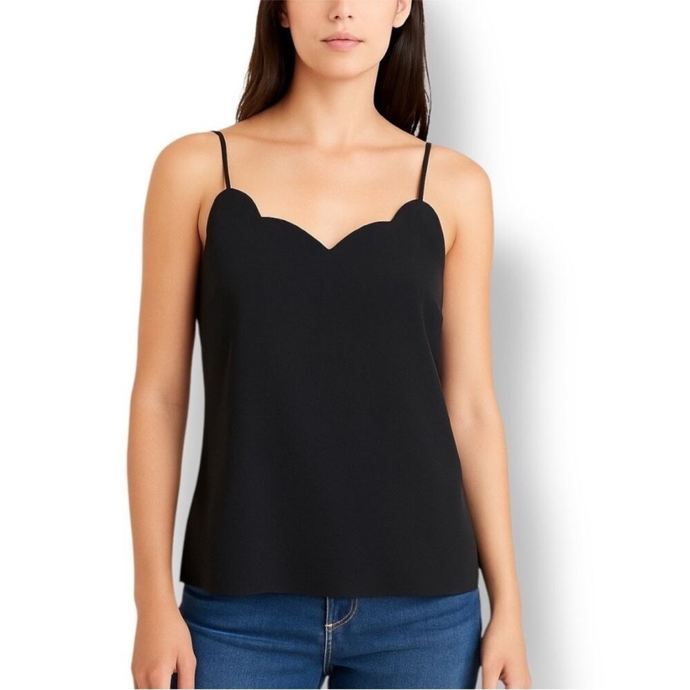 J.Crew Scalloped Cami Top Size 12 Black EUC